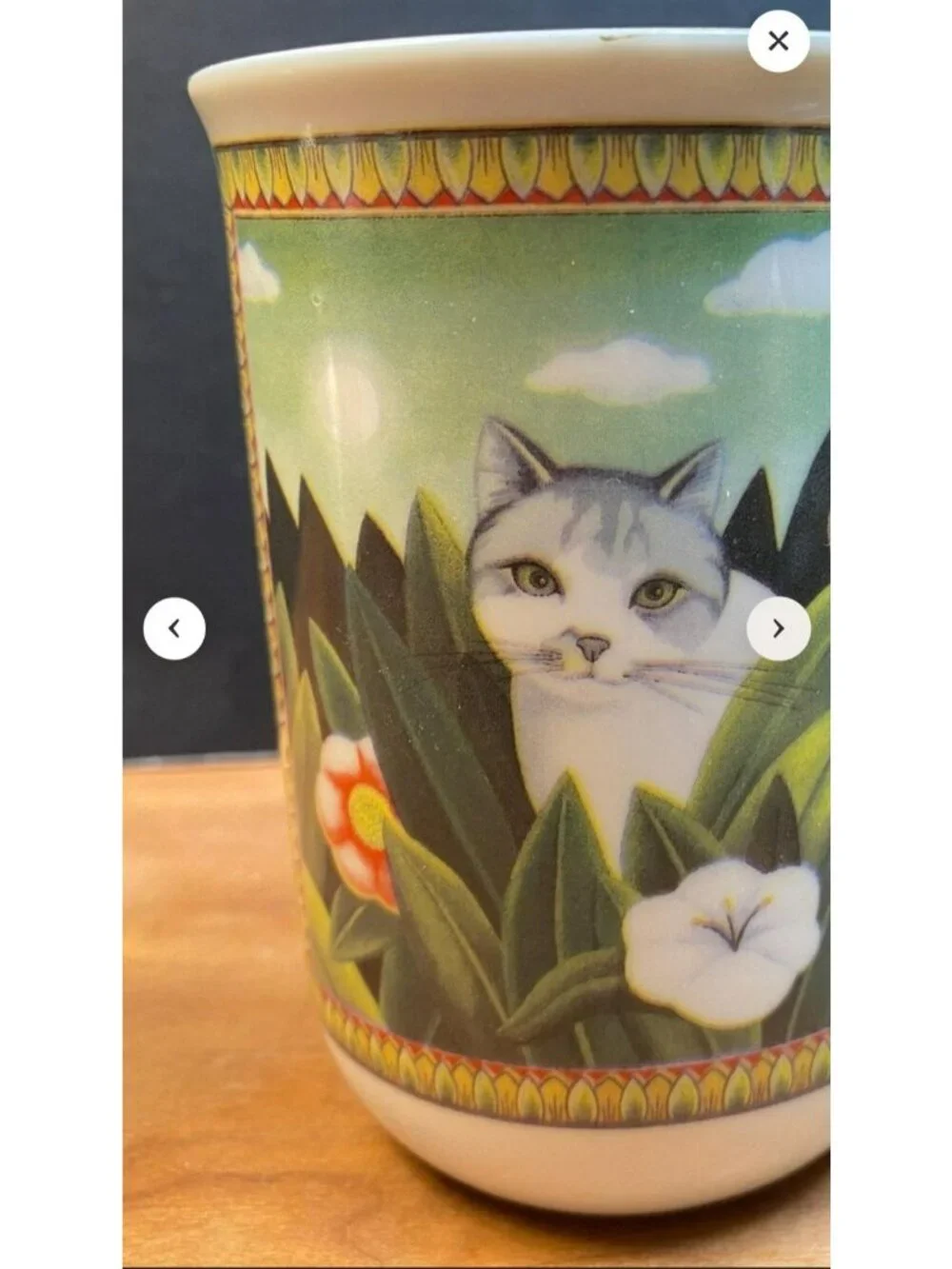 Russ Berrie‎ Four Seasons Cat & Butterfly Mug Made In Korea